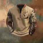 Men Polo Half Zipper  Sweatshirt Men's 3D Printing Pullover top - EX-STOCK CANADA