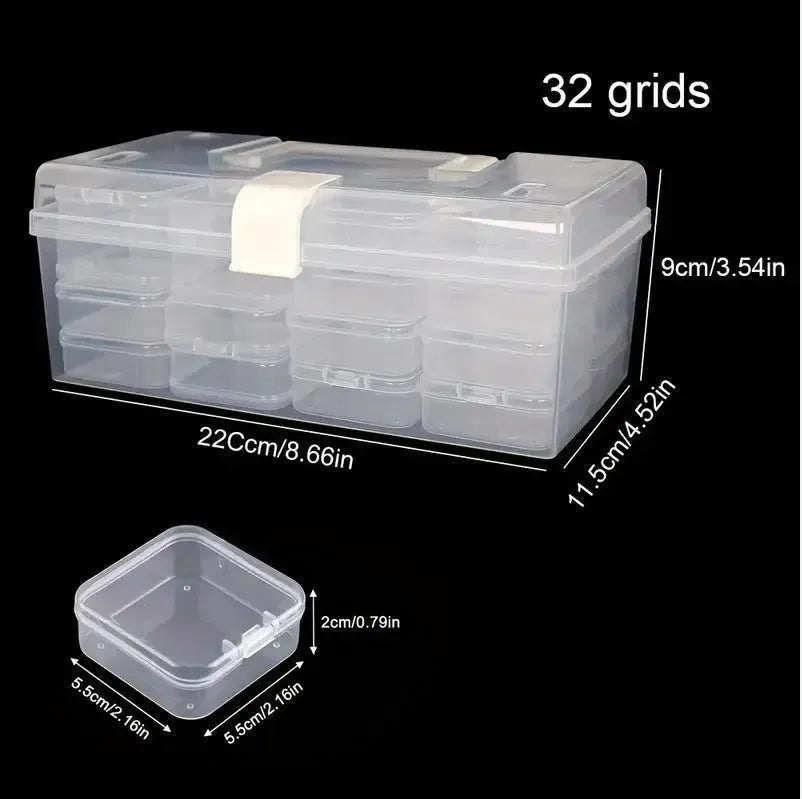 32-grid Transparent Plastic Storage Box Large Capacity Portable - EX-STOCK CANADA