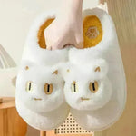 Winter Cotton Cat Slippers Soft Plush Comfy Warm Couple Slip-On House Cute Cat Face Slippers For Winte