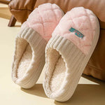 Solid Rhombic Letter Home Slippers Winter Warm Non-slip Floor Bedroom Plush Slipper For Couple House Shoes Women Men - EX-STOCK Canada
