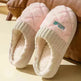 Solid Rhombic Letter Home Slippers Winter Warm Non-slip Floor Bedroom Plush Slipper For Couple House Shoes Women Men - EX-STOCK CANADA