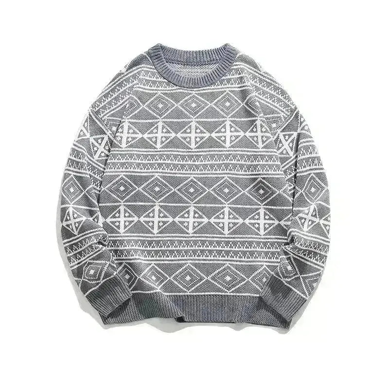New Trendy Casual Jacquard Knitted Loose Pullover Sweater unisex - EX-STOCK CANADA