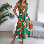 Flowers Print Suspender Corset Dress Ins Fashion Holiday Beach Long Dresses Summer Clothing For Women - EX-STOCK CANADA