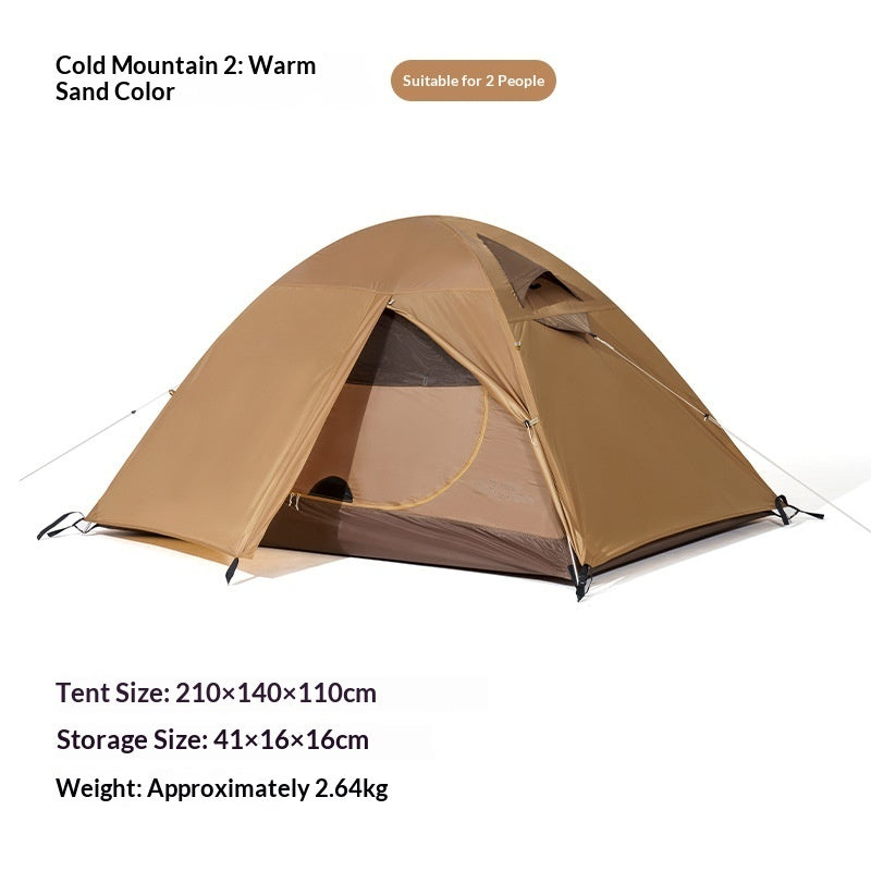 2-Person Folding Camping Tent – Rain-Resistant Hiking Tent | White or Warm Sand