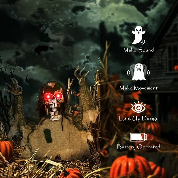 Halloween Animated Skeleton With Glowing LED Eyes, Animatronic Halloween Decorations, Battery Operated EX-STOCK Canada 