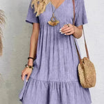 Summer Beach  V-neck Dresses Women's Loose Casual Short-sleeved Loose Skater Dress for Chic Ladies - EX-STOCK CANADA
