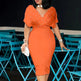 Women's Back Zipper dress Elegant Deep V Neck Wrap Bodycon Dress Pencil Midi Dress EX-STOCK