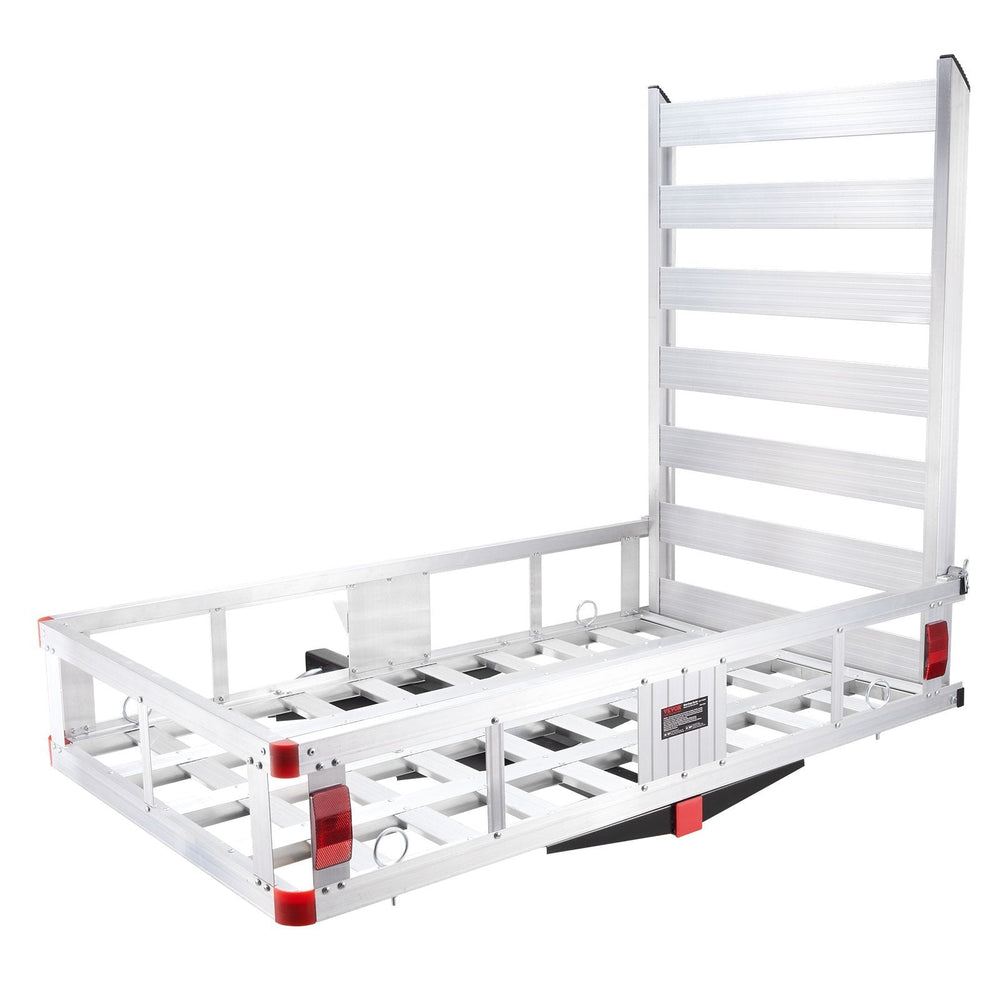 Hitch Cargo Carrier, 500lbs Capacity Trailer Hitch Mounted Cargo Basket, Aluminum Luggage Carrier Rack With Folding Ramp, Fits 2 Hitch Receiver For SUV Truck Pickup Camping EX-STOCK