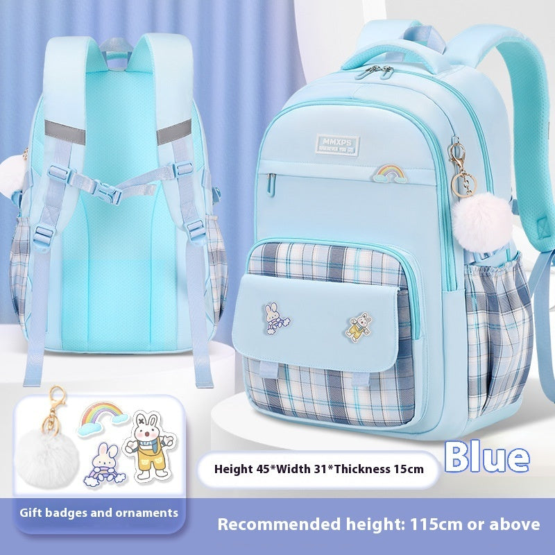 Primary School Student Schoolbag Girls' Plaid Backpack EX-STOCK