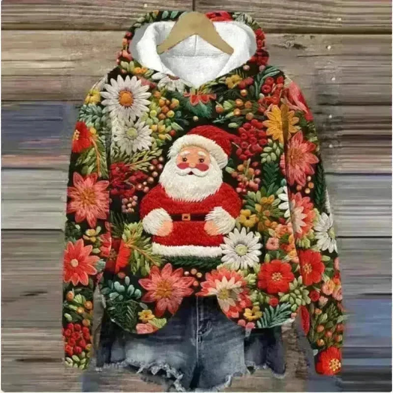 Print Christmas Holiday Casual Hoodie Sweater Pullover - EX-STOCK CANADA