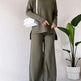 Casual 2pcs Co ord Winter Turtleneck Knitted Suit Loose Split Long-sleeved Top And Straight Trousers Fashion Casual Solid Set Women's Clothing - EX-STOCK CANADA