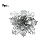 Glitter Artifical Christmas Flowers Christmas Tree Decorations For Home Fake Flowers Xmas Ornaments New Year Decor - EX-STOCK CANADA