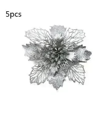 Glitter Artifical Christmas Flowers Christmas Tree Decorations For Home Fake Flowers Xmas Ornaments New Year Decor - EX-STOCK CANADA