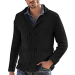 Men's Fashion Solid Color Lapel Long Sleeve Knit Jacket EX-STOCK Canada 