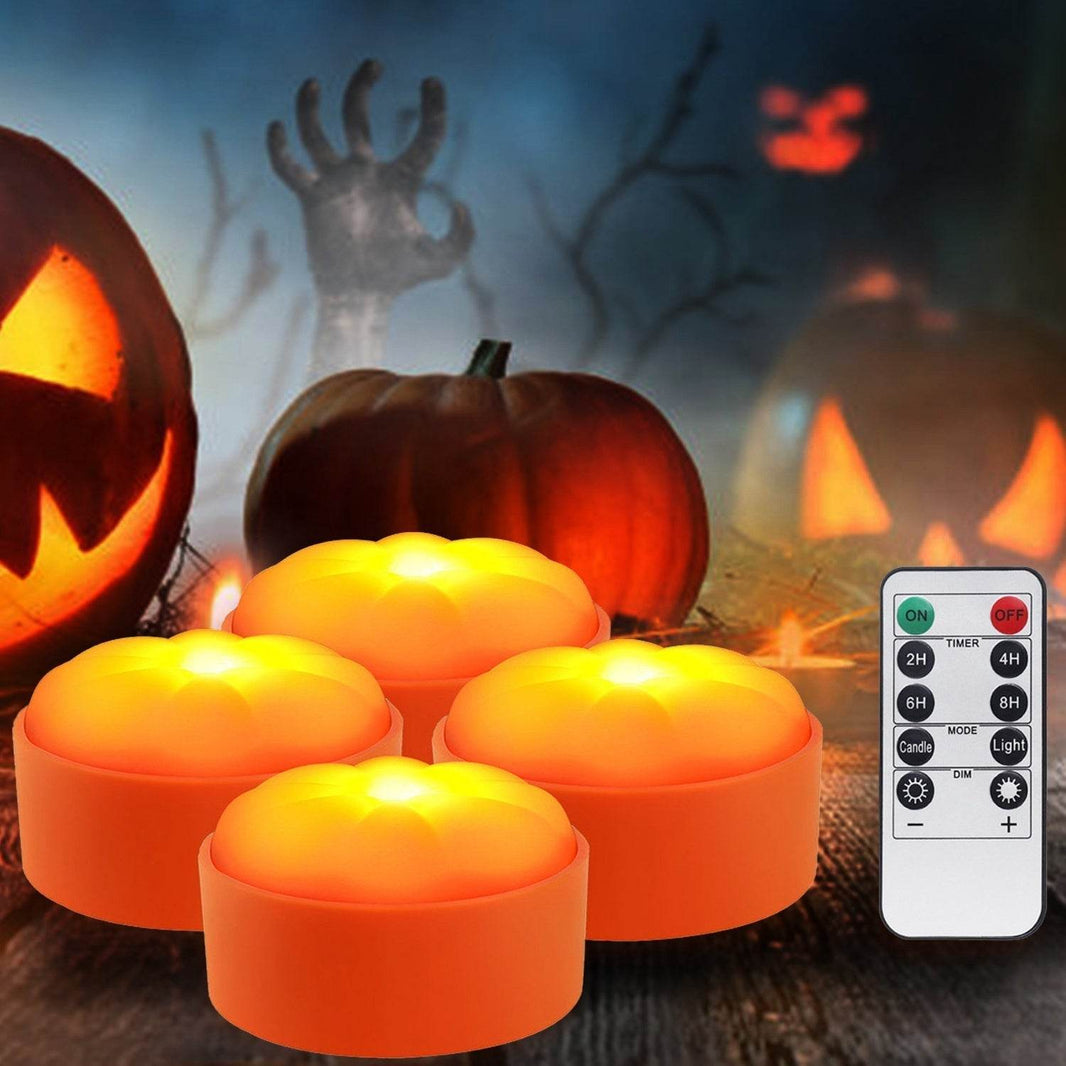 4 Pack Halloween LED Pumpkin Lights Battery Operated Halloween Decoration Lights With 2 Light Modes 4 Timer Setting Remorte Control For Party Pumpkin Decor EX-STOCK