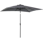 9 X 7 Ft Patio Umbrella Outdoor Table Market With Crank Solar LED Lights Tilt Button For Deck Dark Gray EX-STOCK