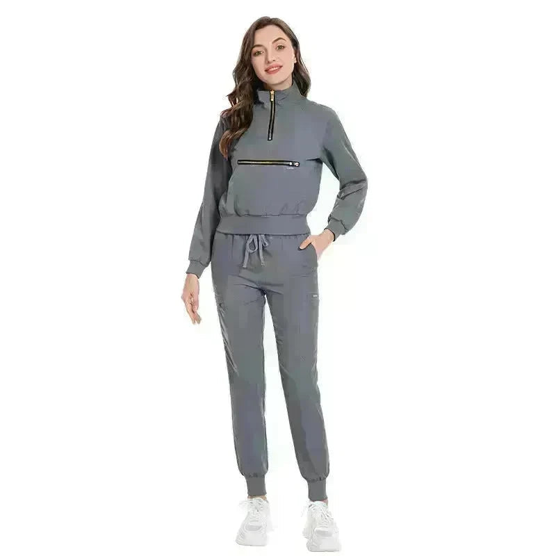 Leisure Jogging Surgical Gown Split Hospital Surgical Gown Stretch Nurse Suit EX-STOCK