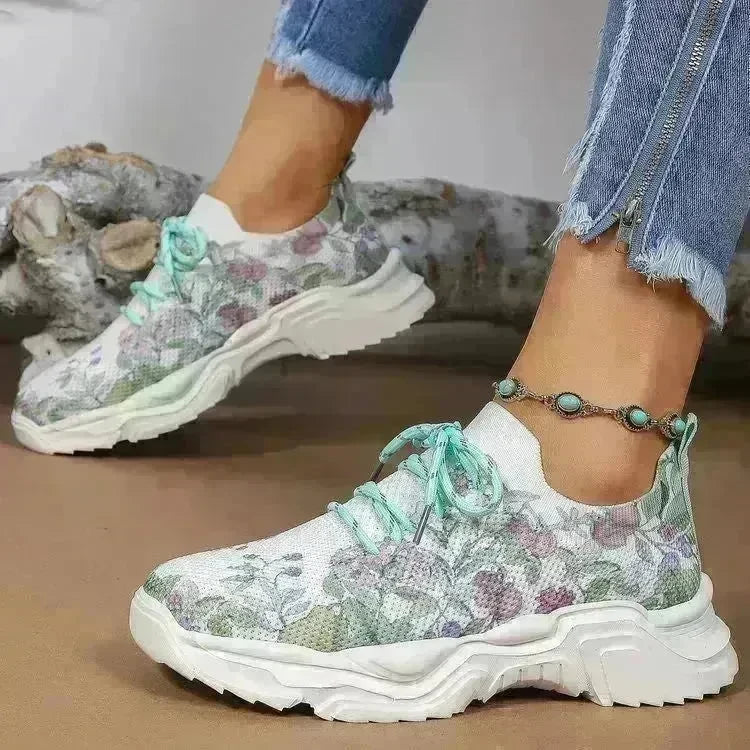 Flower Sports Running Shoes Women's Fashion Flat Sneakers - EX-STOCK CANADA