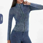 Fashion Slim fit Zipper High neck Denim Jacket for women