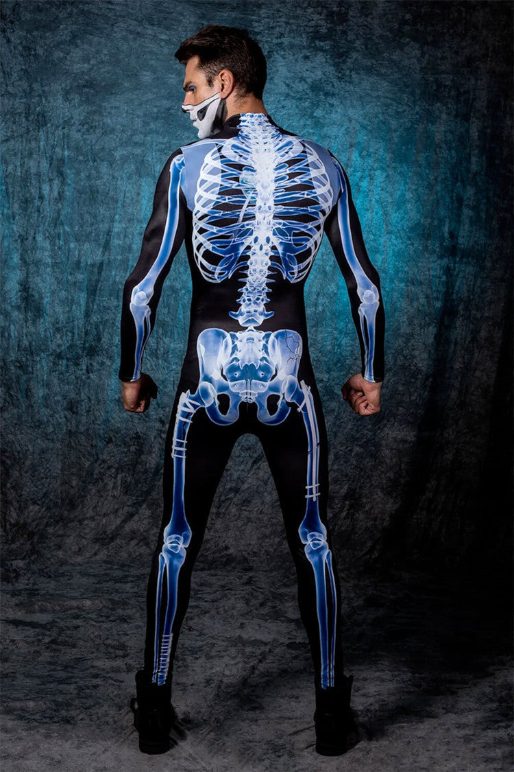 Halloween Long Sleeve Tights See-through Skeleton 3D Printed One-piece EX-STOCK