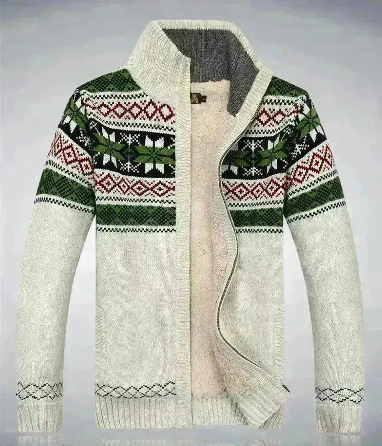 Men's Sweater Warm Velvet Sweatercoat Winter Wool Cardigan Male Casual Thicken Warm Fleece Christmas Sweater For Man - EX-STOCK CANADA