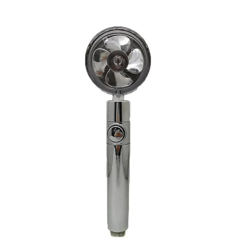 Propeller Driven Shower Head With Stop Button And Cotton Filter Turbocharged High Pressure Handheld Shower Nozzle - EX-STOCK CANADA