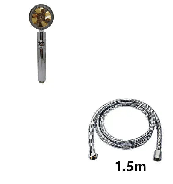 Propeller Driven Shower Head With Stop Button And Cotton Filter Turbocharged High Pressure Handheld Shower Nozzle - EX-STOCK CANADA