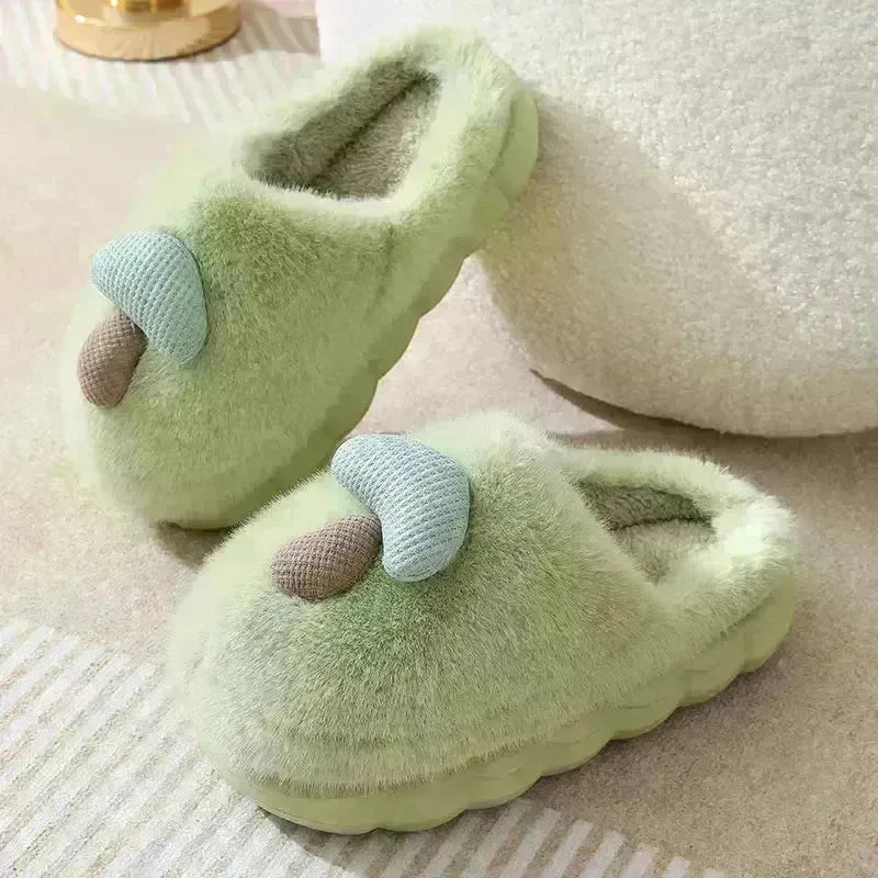 Cute Mushroom Cotton Slippers For Women Thick-soled Autumn And Winter Plush Slipper Indoor Non-slip Eva Household Furry Shoes - EX-STOCK CANADA