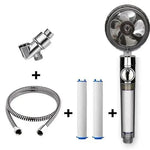 Propeller Driven Shower Head With Stop Button And Cotton Filter Turbocharged High Pressure Handheld Shower Nozzle - EX-STOCK CANADA