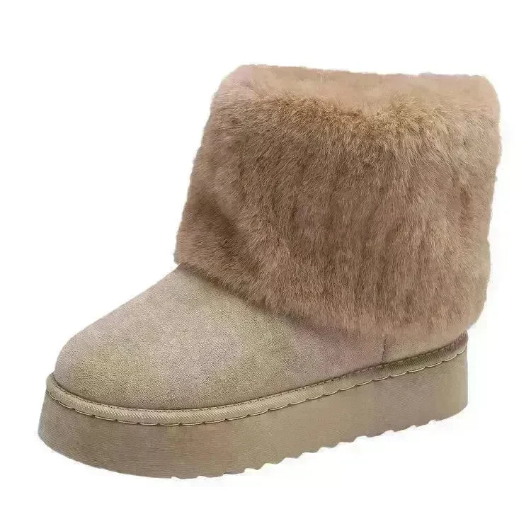 Thick-soled Plush Snow Boots Winter Warm Mid-tube Furry Cotton Shoes For Women Short Boot - EX-STOCK CANADA