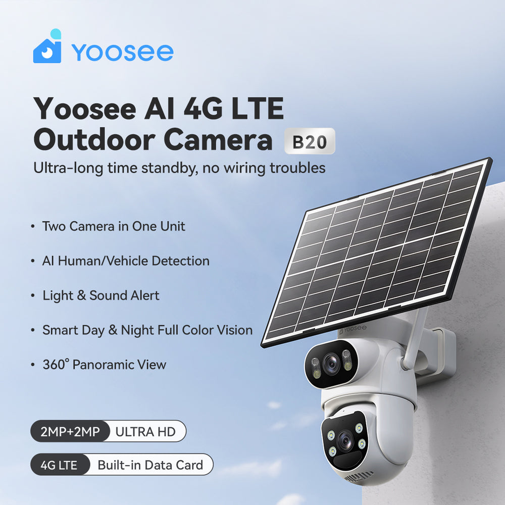 White 4G LTE Outdoor PTZ Security Camera with Solar Panel