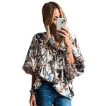 Spring Summer All-match Floral Print loose Linen blouse Shirt For Women