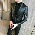 New Trendy Vintage Autumn Winter Slim fit Leather Jacket Men