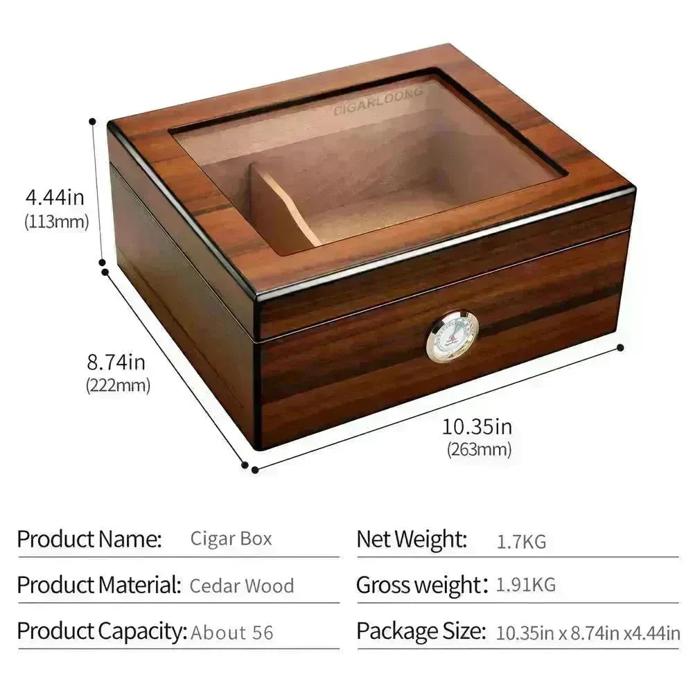 Portable Cedar Wood Humidifying Moisturizing Cigar Box Humidor Case - EX-STOCK CANADA