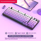 Mechanical keyboard with RGB lighting on a light purple background