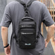 Men's Multifunction Nylon Backpack Crossbody Shoulder Bag with USB Charging Port black 