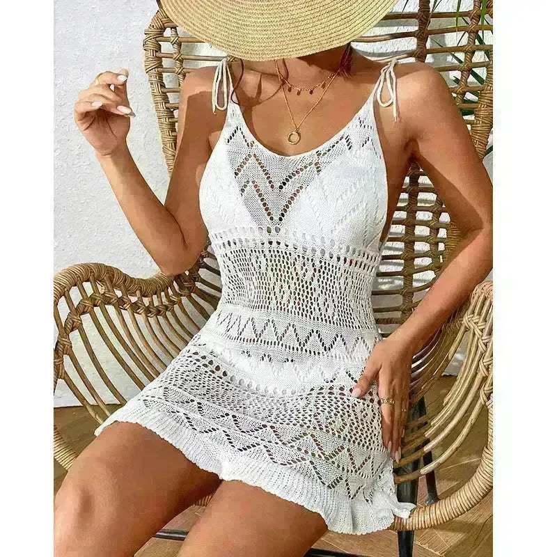 Women's Fashion Suspenders Deep V Knitted Beach Skirt Dress for Chic Ladies - EX-STOCK CANADA