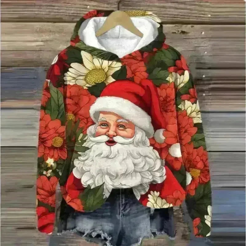 Print Christmas Holiday Casual Hoodie Sweater Pullover - EX-STOCK CANADA