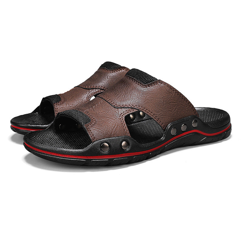 Non-slip Deodorant Men's Sandals Genuine Leather Outdoor Flip Flops  EX-STOCK CANADA