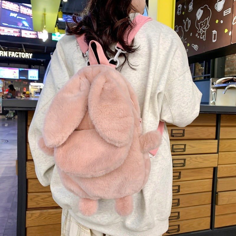 Autumn And Winter Plush Backpack With Large Capacity EX-STOCK