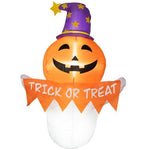 Outsunny 3.4ft Halloween Inflatables Window Sticker Ghost With Orange Face, Blow Up Halloween Decorations Outdoor LED Yard Display, Waterproof - EX-STOCK Canada