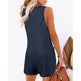 Women's Button Front Romper Jumpsuit With Pockets Casual Solid Color Sleeveless Summer Jumpsuit EX-STOCK