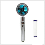 Propeller Driven Shower Head With Stop Button And Cotton Filter Turbocharged High Pressure Handheld Shower Nozzle - EX-STOCK CANADA