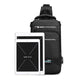 Black crossbody bag with 'PROFESSIONAL' branding next to an iPad mini on a white background