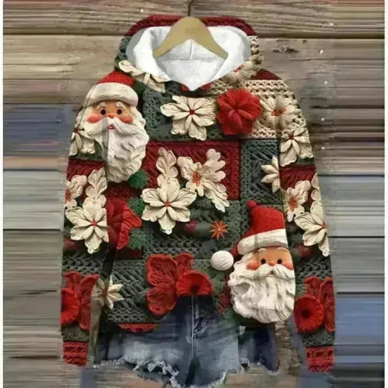 Print Christmas Holiday Casual Hoodie Sweater Pullover - EX-STOCK CANADA
