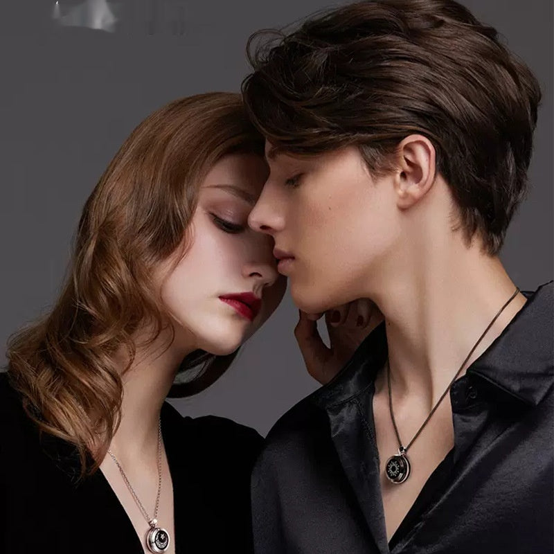 Collier Pendentif en Agate Amoureux Soleil & Lune pour Couples, Cadeau d'Amour à Induction Intelligente - EX-STOCK Canada 