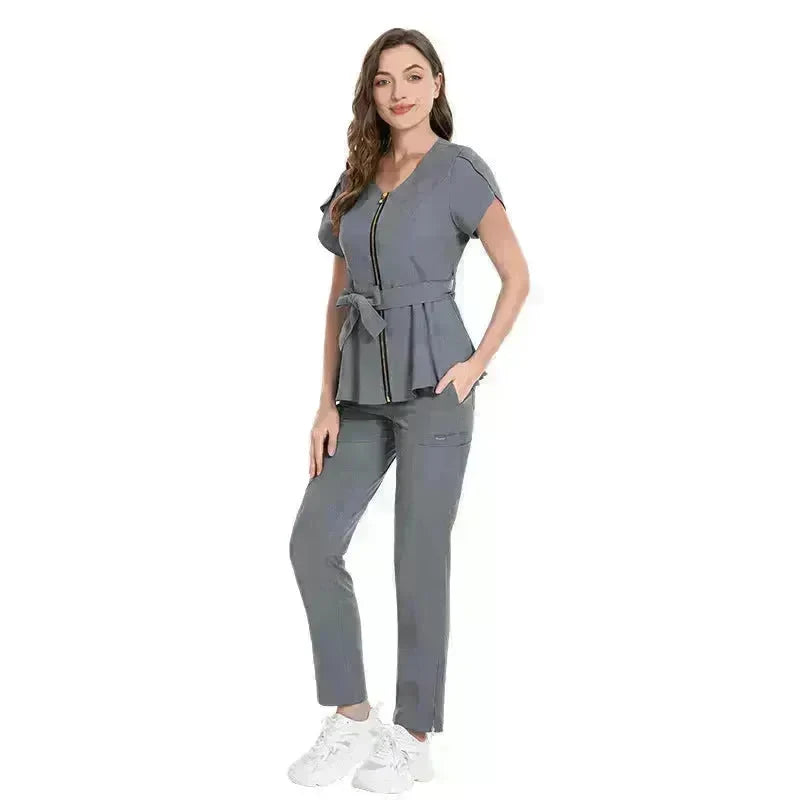 Nurse Lace-up Waist Retraction Surgical Gowns Female Separate Suit Hospital Short Sleeve Brush Hand Clothes Hand Washing Clothes - EX-STOCK CANADA