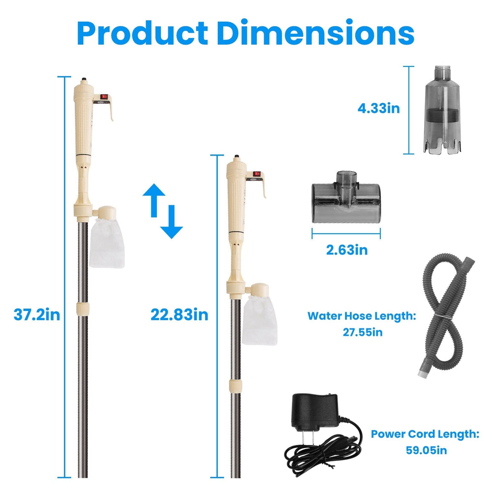 1 Set Multifunctional Electric Aquarium Gravel Cleaner Kit Length Adjustable Automatic Fish Tank Vacuum Cleaner Change Water Wash Sand Filter Dirt Removal EX-STOCK