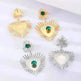 Bohemian Sunflower Heart-shaped Earrings Rhinestone Exaggerated Chandelier earring - EX-STOCK CANADA
