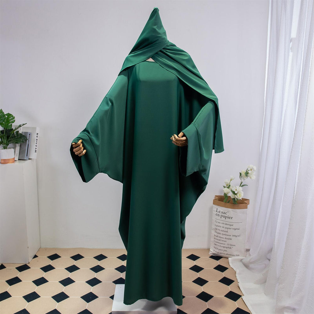 Solid Color Arabic Dress Women's Robe With Headscarf - EX-STOCK Canada